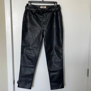 FREE PEOPLE WE THE FREE BLACK FAUX LEATHER SKINNY PANTS